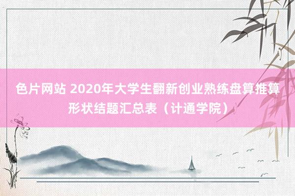 色片网站 2020年大学生翻新创业熟练盘算推算形状结题汇总表(计通学院)