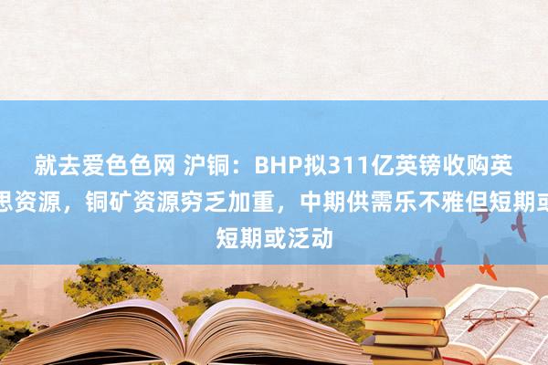 就去爱色色网 沪铜：BHP拟311亿英镑收购英好意思资源，铜矿资源穷乏加重，中期供需乐不雅但短期或泛动