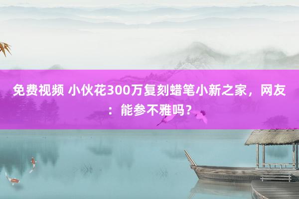 免费视频 小伙花300万复刻蜡笔小新之家，网友：能参不雅吗？