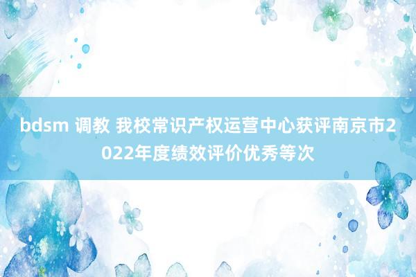 bdsm 调教 我校常识产权运营中心获评南京市2022年度绩效评价优秀等次