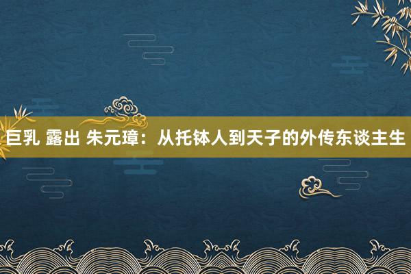 巨乳 露出 朱元璋：从托钵人到天子的外传东谈主生